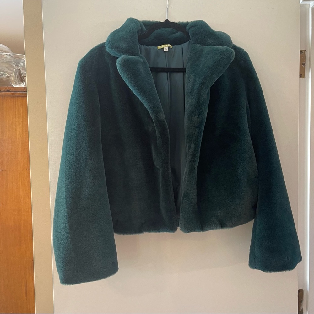 NWOT Gianni Bini Green Faux Fur Coat